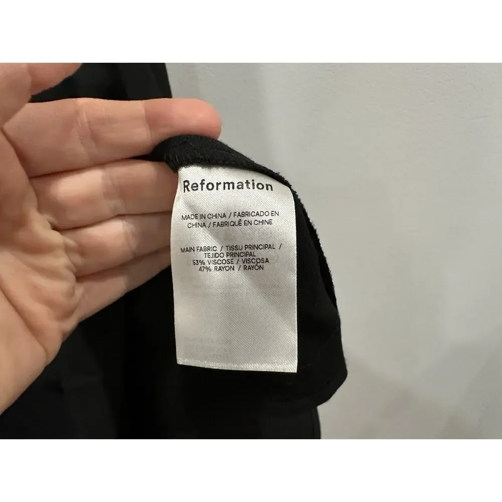 Reformation Sigmund Black Long Sleeve Dress Sz 0 ALTERED NO SLIT